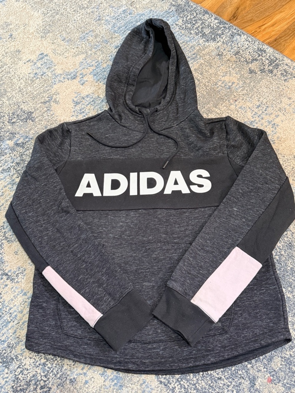 adidas Women’s Dark Gray Hooded Sweatshirt with Light Pink Accents